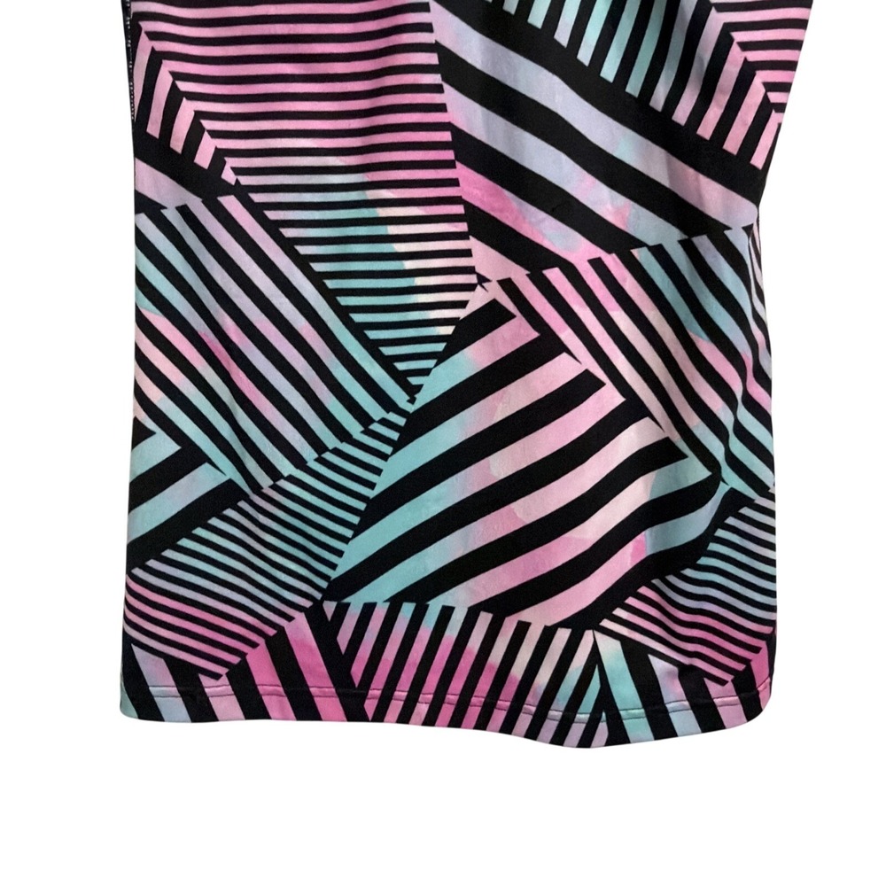 Ivivva Girls Size 14 Racerback Tank Top Pink Blue Black Geometric Striped Active - Picture 8 of 9